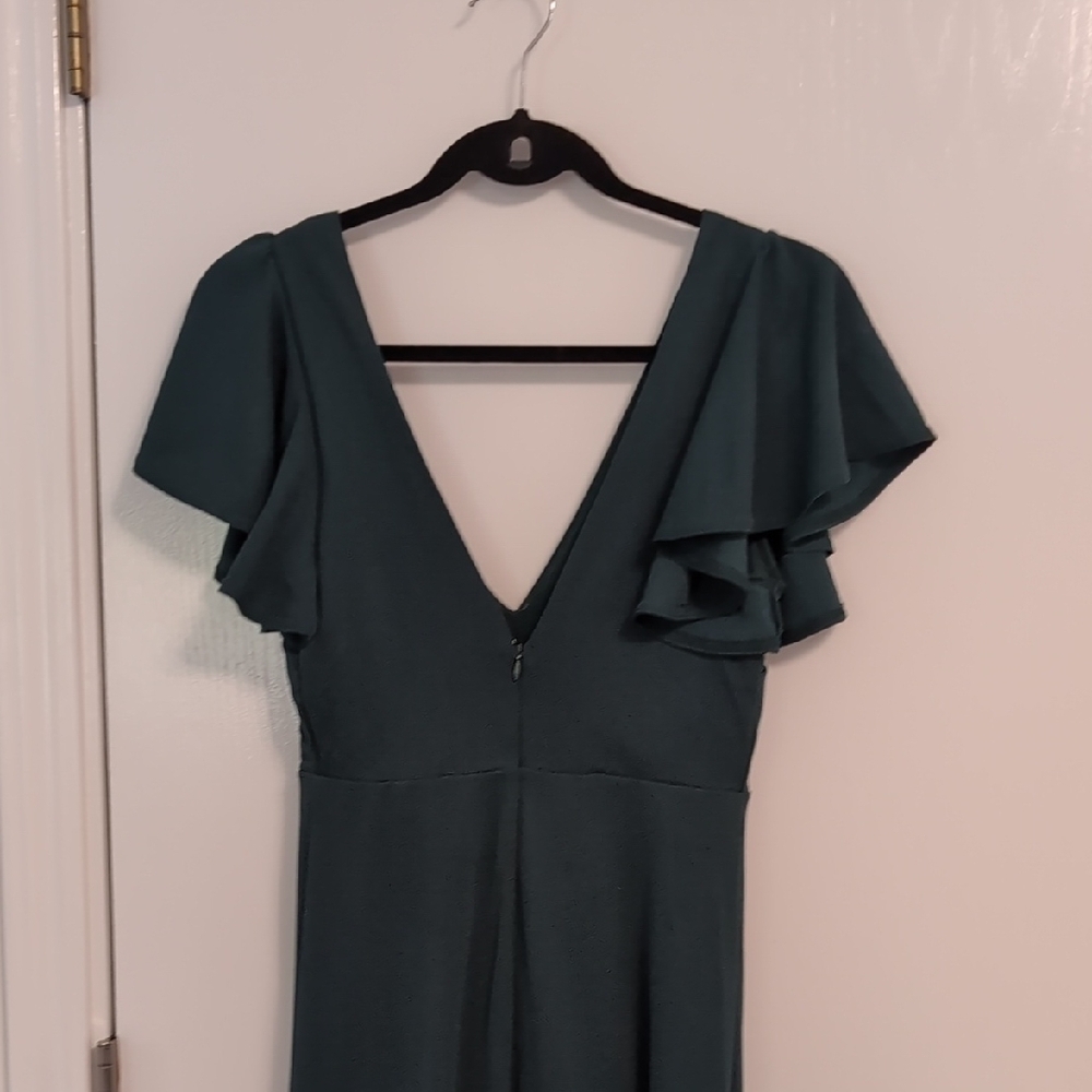 Birdy Grey Forest Green Maxi Dress with Ruffled Sleeves - Picture 3 of 3